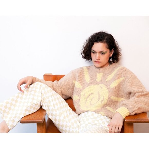 Emma Mulholland on Holiday Chunky Sweater in Tan - Picture 2 of 5